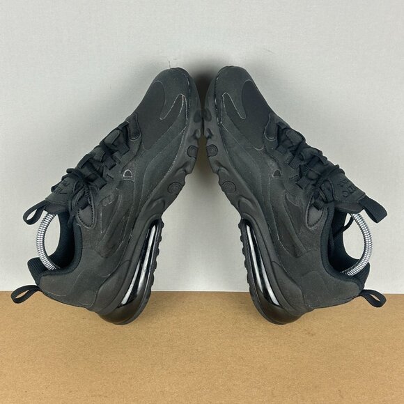 Nike Air Max 270 React Triple Black Athletic Shoes Youth 5Y Womens 6.5 Low Top - Picture 6 of 9